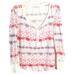 Victoria's Secret Pajama Top Small Thermal Henley Sleep Long Sleeve Fair Isle
